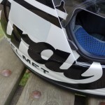 logo Arai sur le casque Chaser de David Jazt