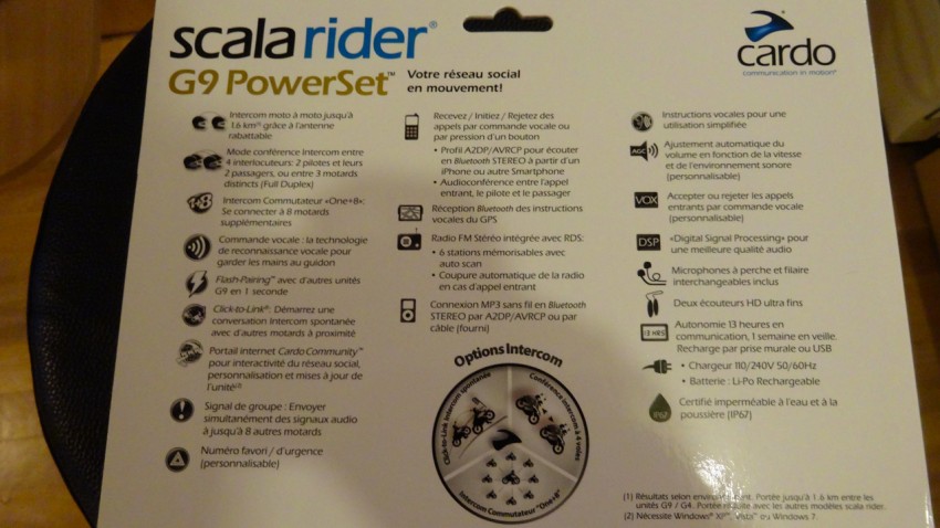 possibilités du G9 scala rider