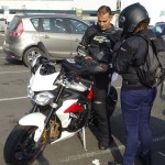 Triumph Street Triple de Jean-Claude avec Laura