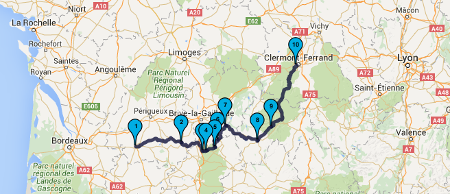 Roadbook Dordogne & Auvergne Moto Tour en juillet 2016 : Jour 2