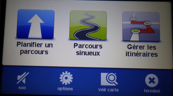 écran d'accueil Tomtom Rider