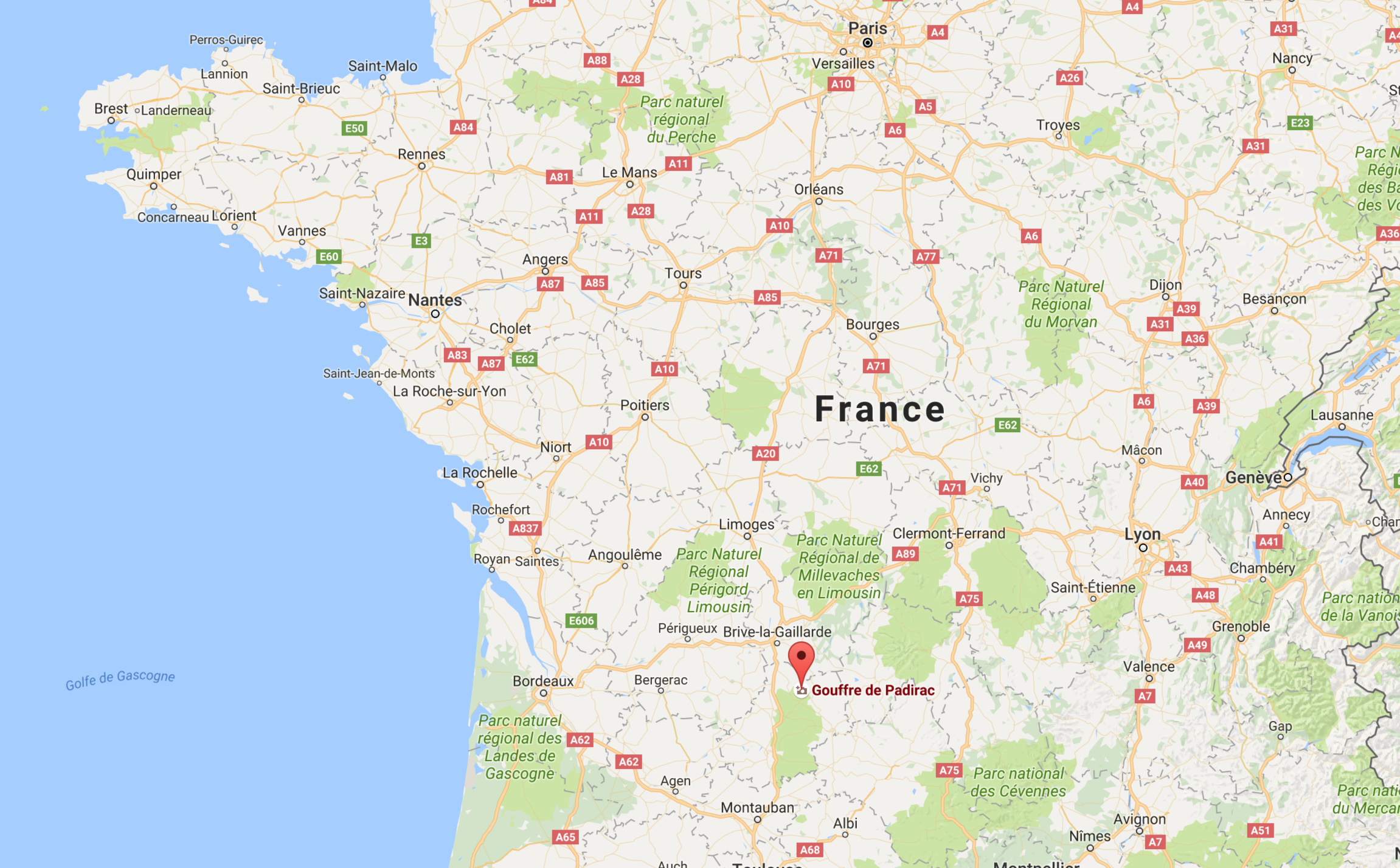 situer le gouffre de padirac sur une carte de France
