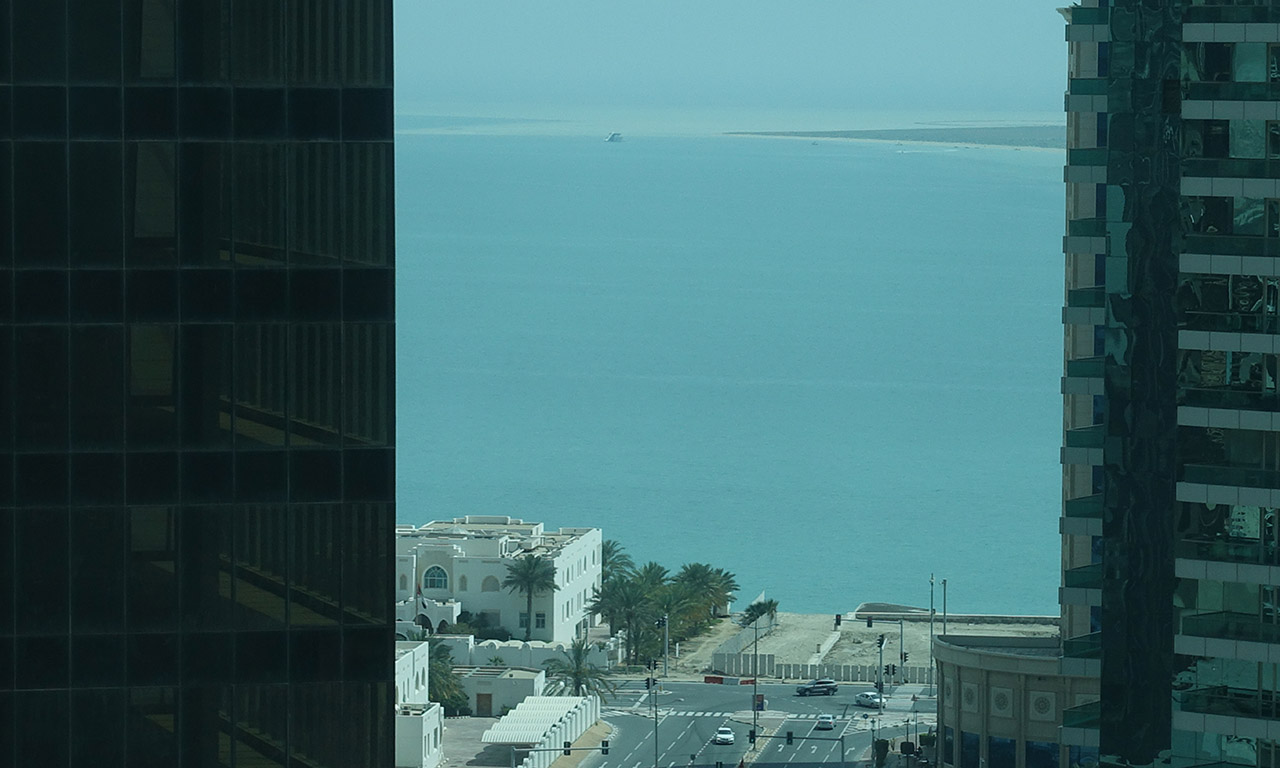 vue mer depuis ma chambre d'hôtel à Doha