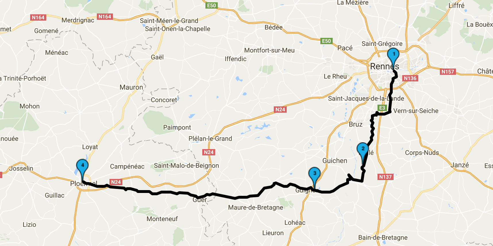 Rennes ploermel par les petites routes