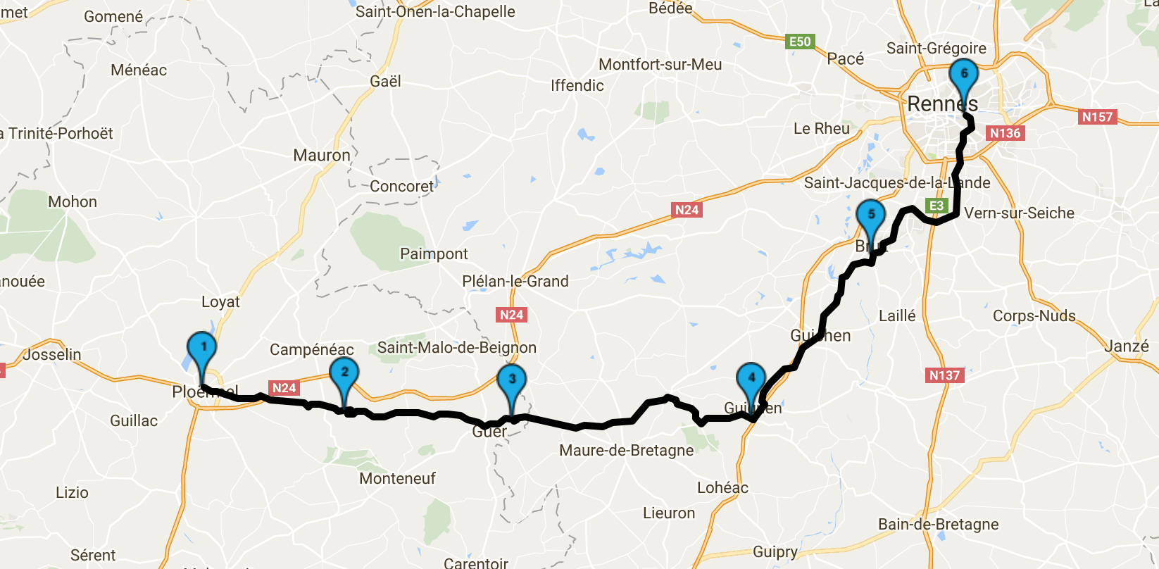 Ploermel Rennes par les petites routes