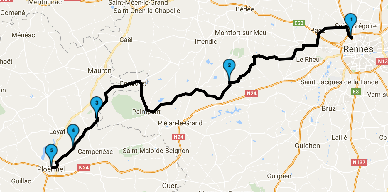 Roadbook entre Rennes et ploermel