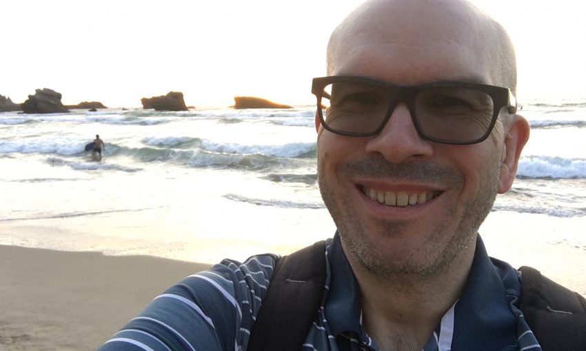 selfie sur la grande plage de Biarritz