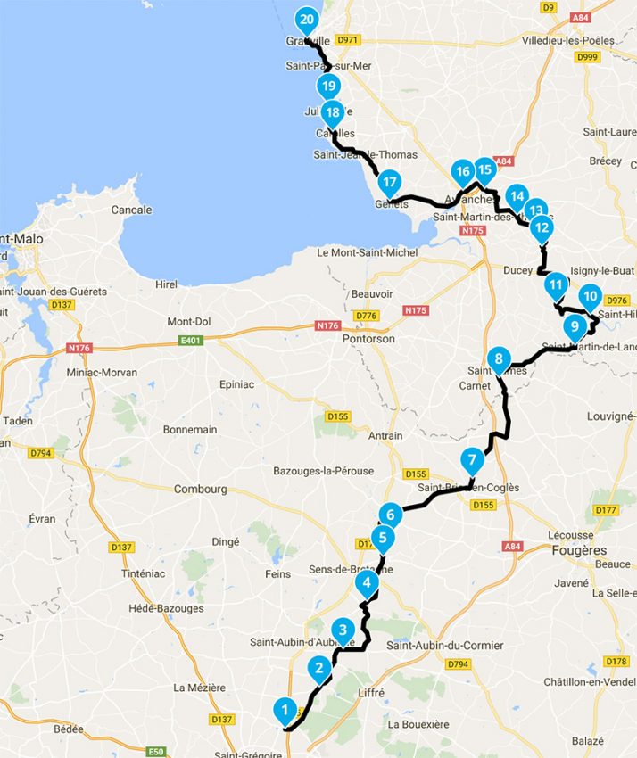 Balade moto Rennes vers Granville