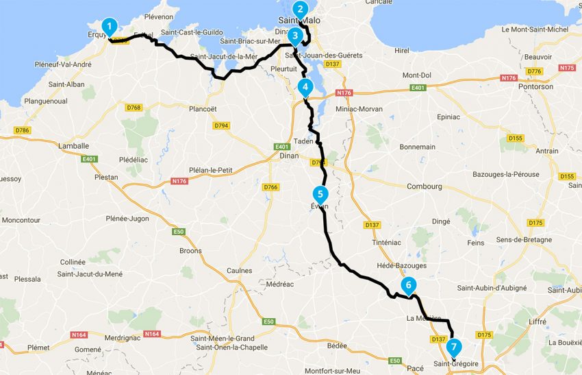 Itineraire balade moto Erquy vers Rennes