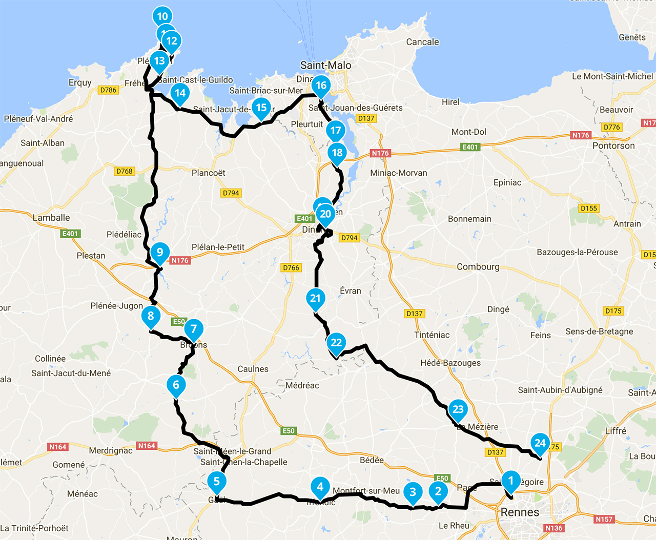 Roadbook motard : balade moto de Rennes au Cap Fréhel