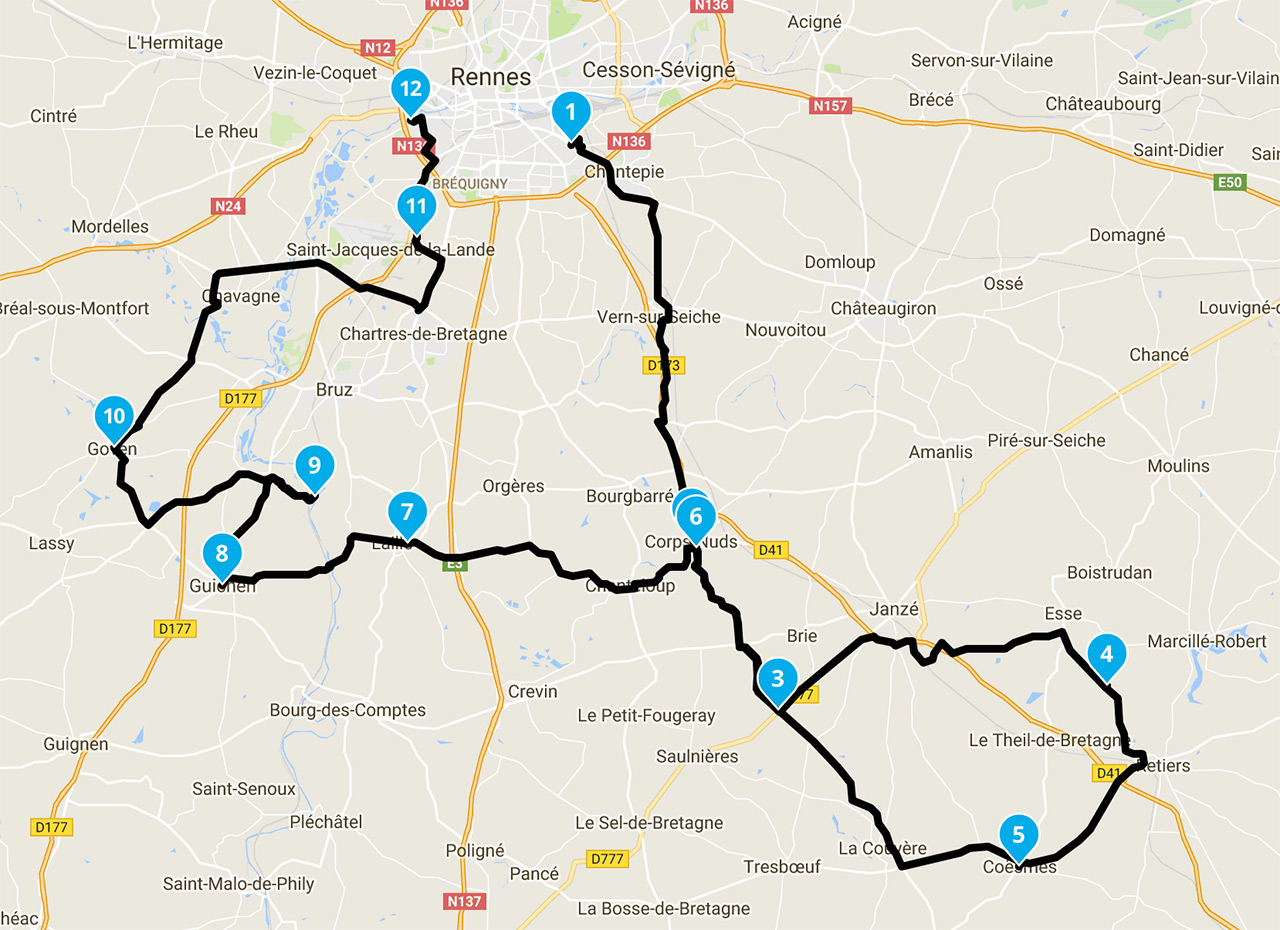 Roadbook et itinéraire pour une balade moto la roche aux fees