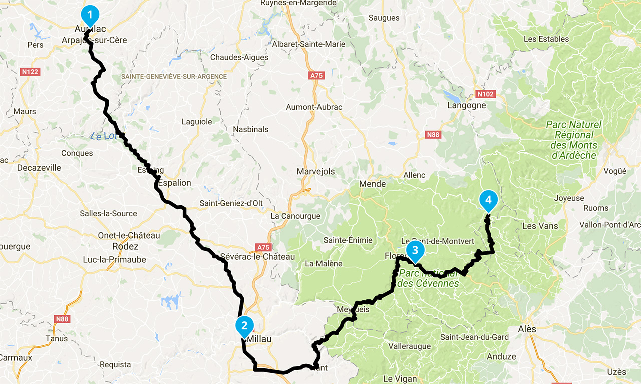 Roadbook : viaduc de millau à moto