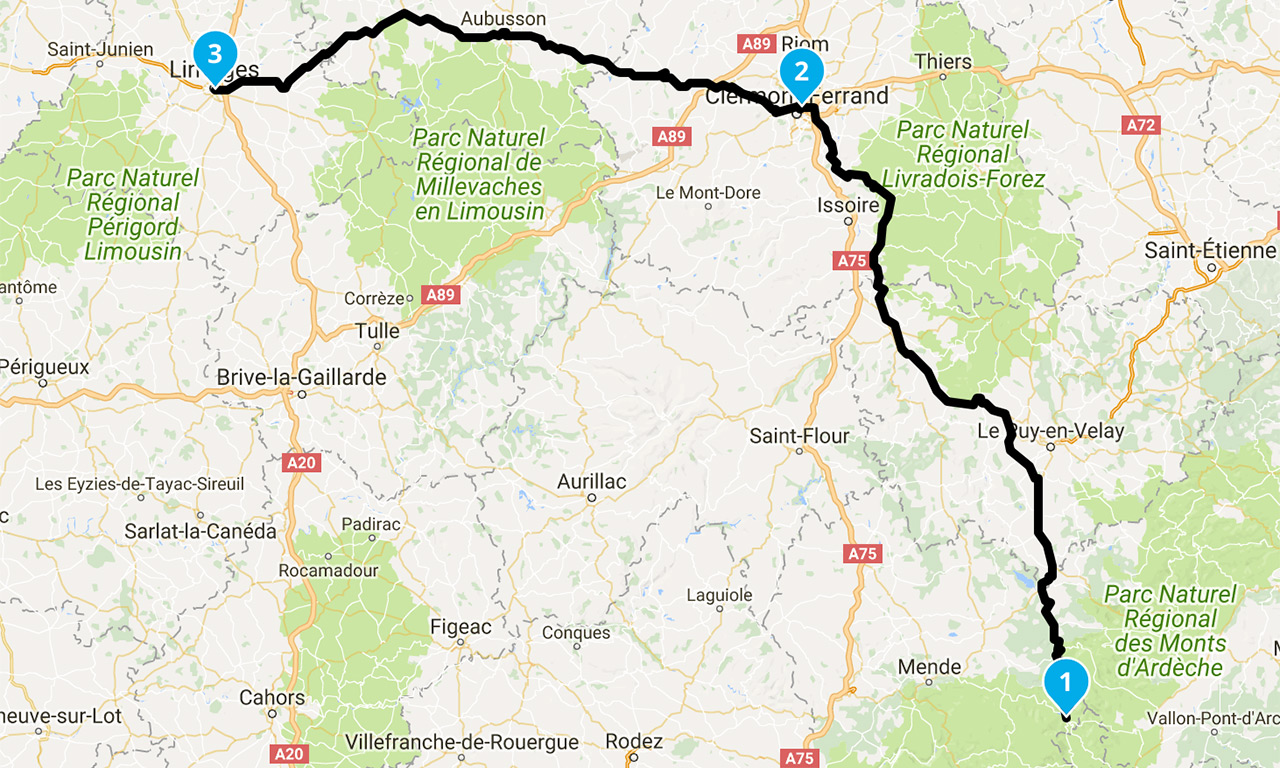 roadbook vers Michelin à Clermont Ferrand