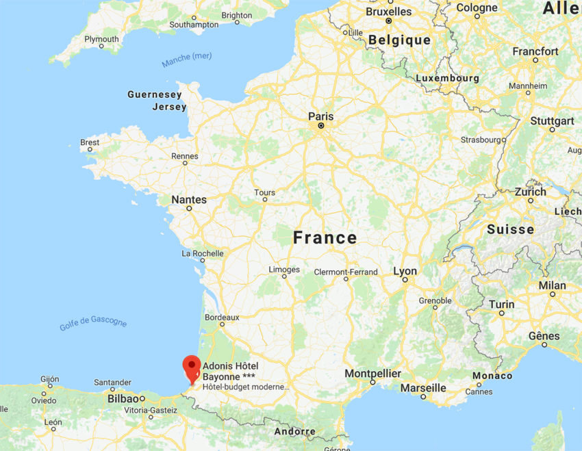 Carte de France pour situer Bayonne
