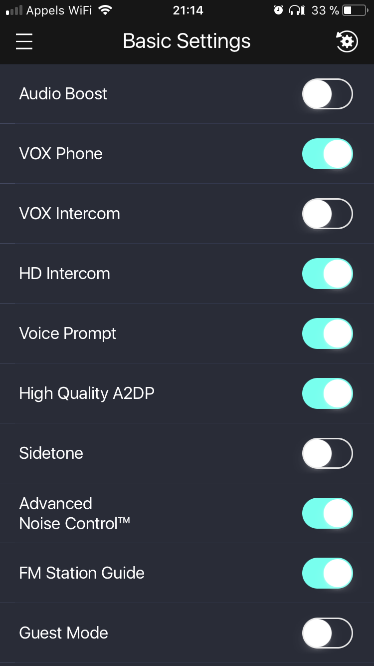 toutes les réglages du SENA 30 intercom