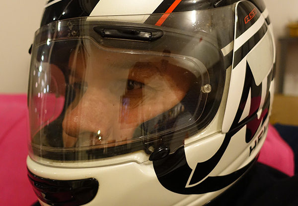 casque de moto visière claire de David Jazt