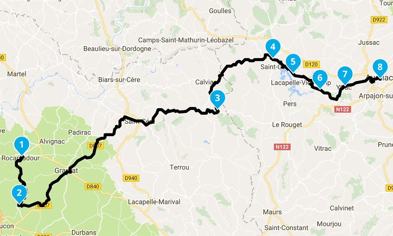 Roadbook à moto Dordogne 2018 - direction Aurillac