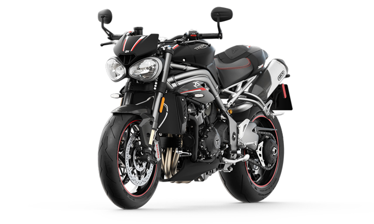 Triumph Speed Triple 2018 RS noire - vue de face gauche