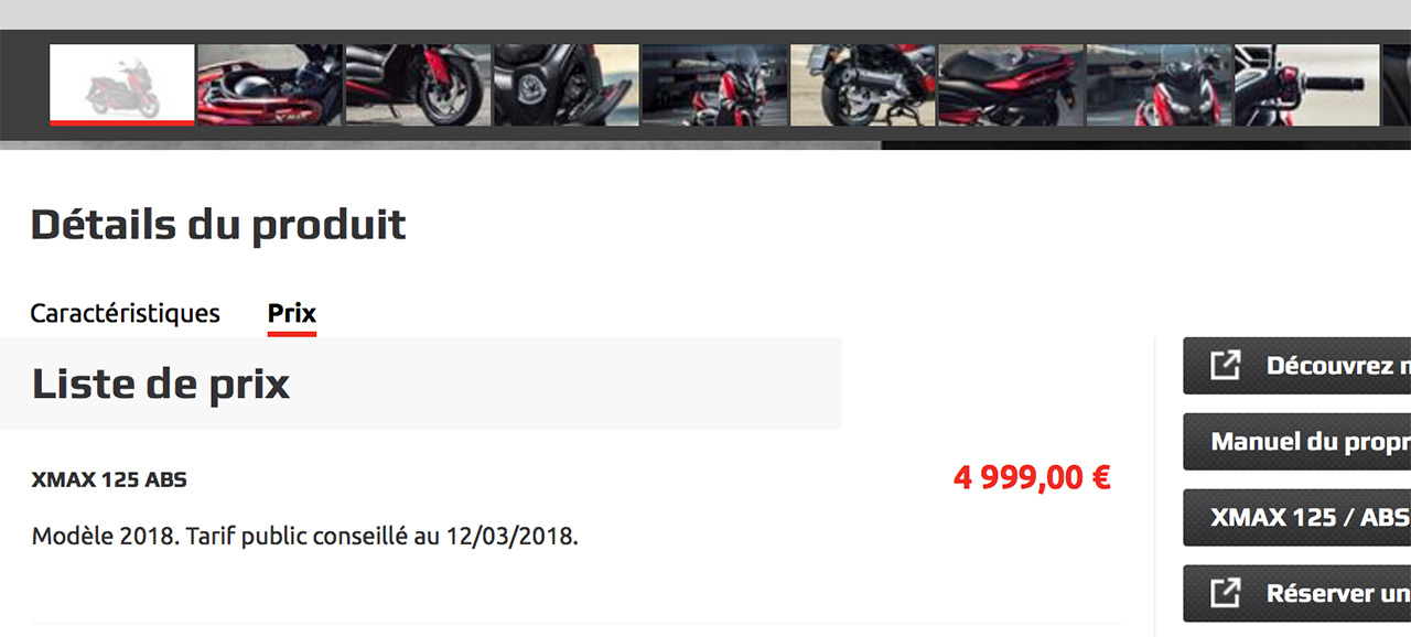 Prix Xmax 125 2018 : 4999€