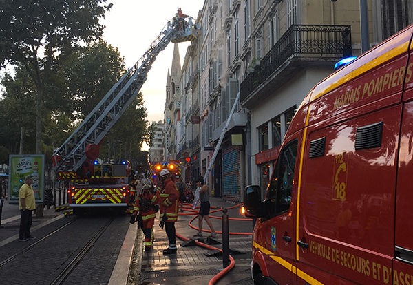 Intervention des pompiers le 25 septembre 2018 sur la Canabière - Marseille