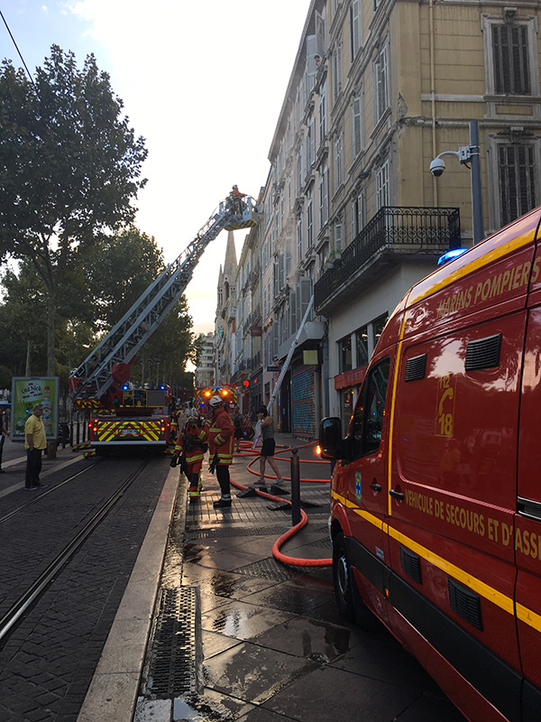 Intervention des pompiers le 25 septembre 2018 sur la Canabière - Marseille