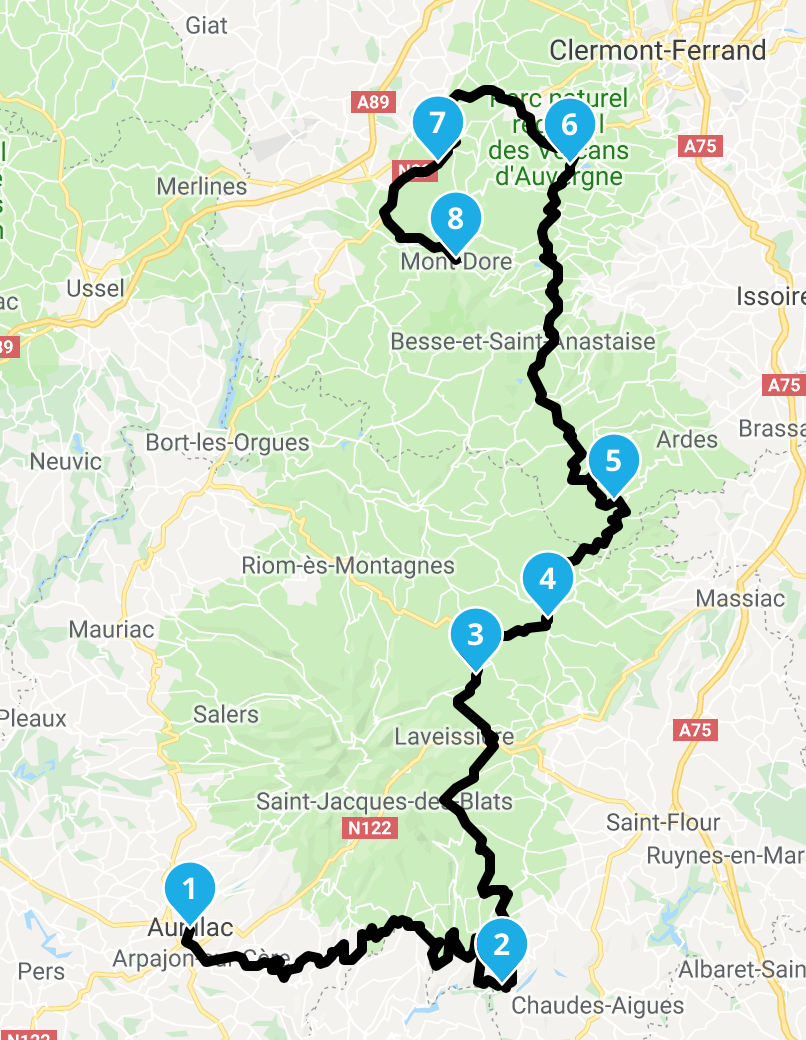 Roadbook du dimanche 26 mai entre Aurillac et le Mont-Dore