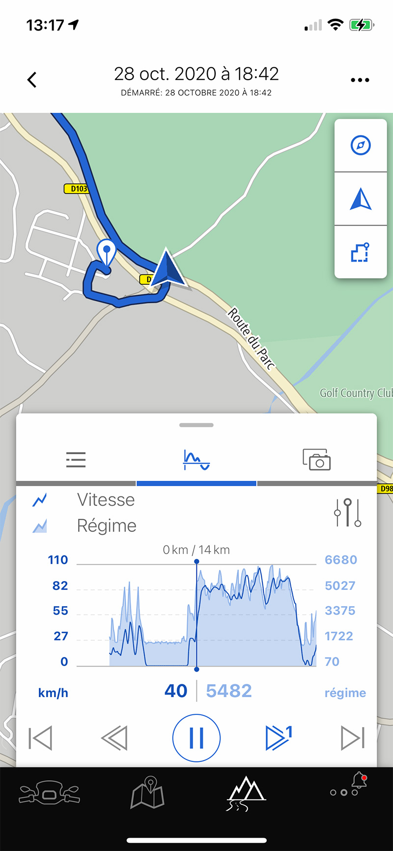 Connaitre l'altitude de son parcours en temps réel du déplacement