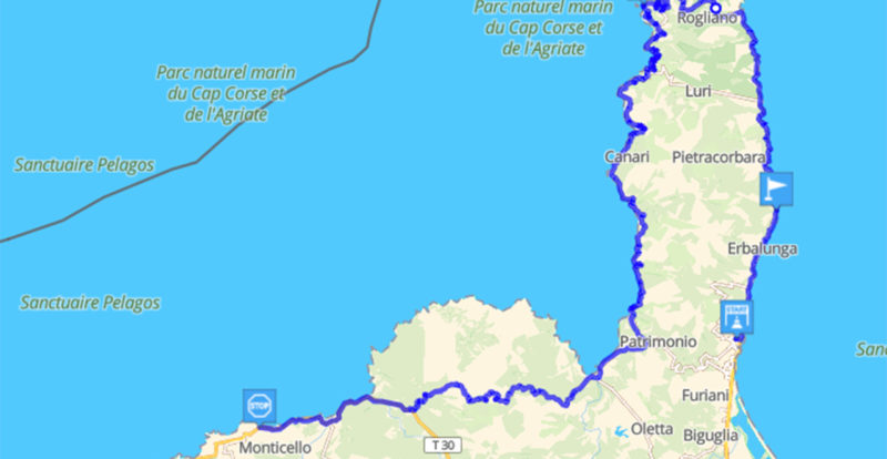 Roadbook moto : tour de Corse