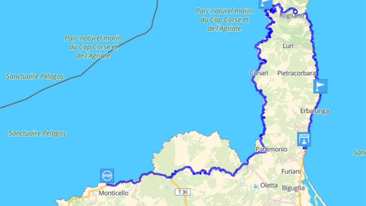 Roadbook moto : tour de Corse