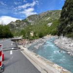 route détruite en partie dans la vallée de Roya