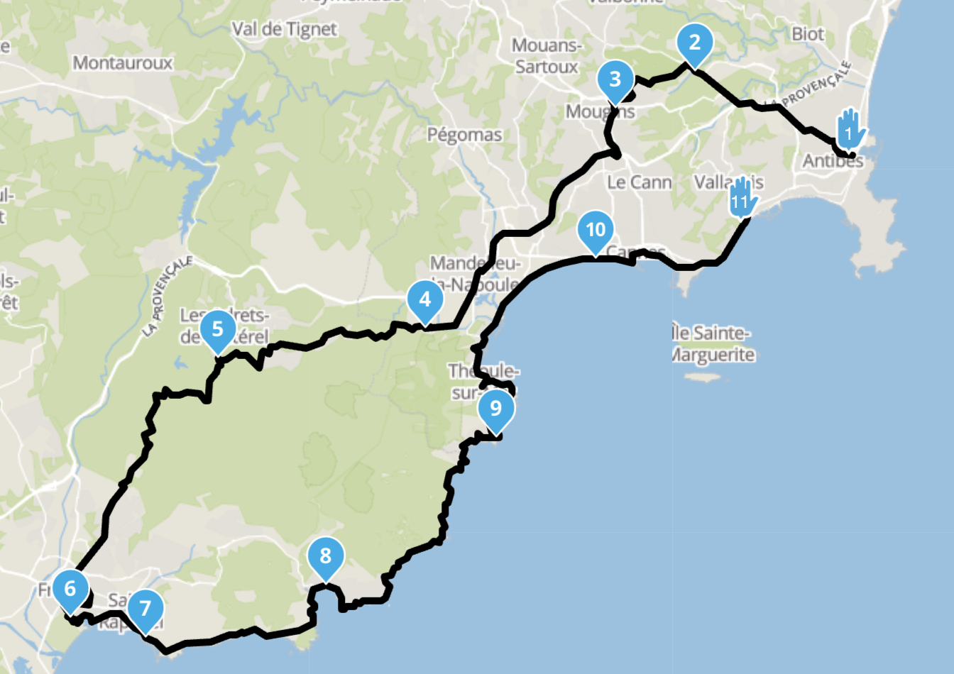 Roadbook du 2 janvier au départ d'Antibes