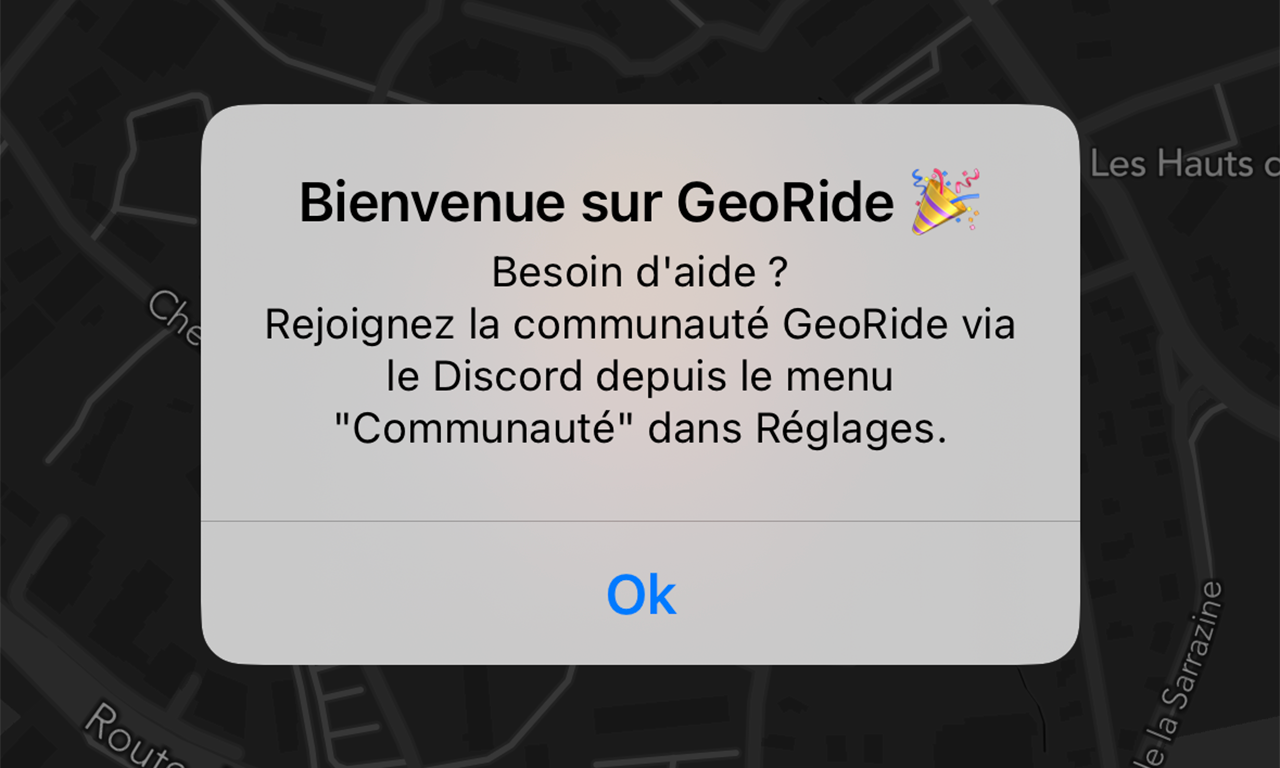 Georide Mini : message de bienvenue