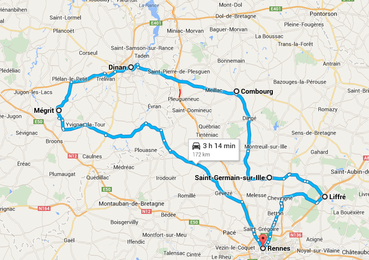 roadbook balade scooter au départ de rennes