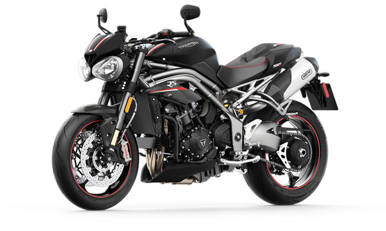 Triumph Speed Triple 2018 RS noire - vue de gauche