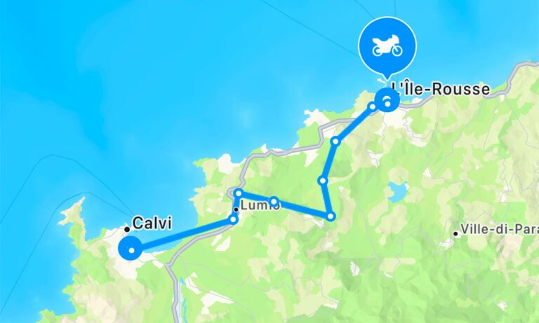 Roadbook du jour entre Calvi et Île Rousse