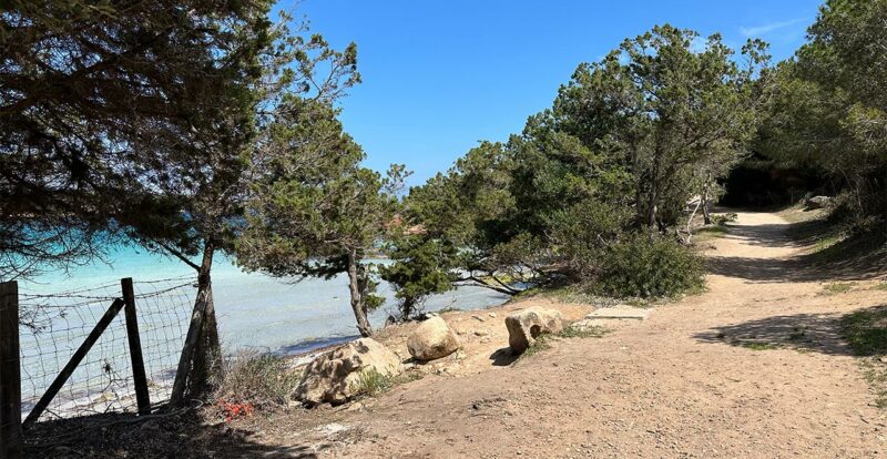 sentier pédestre depuis le parking vers la plage de Rondinara près de Porto Vecchio