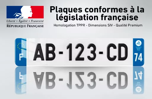 Nouveau : Plaque immatriculation conforme à la législation Française