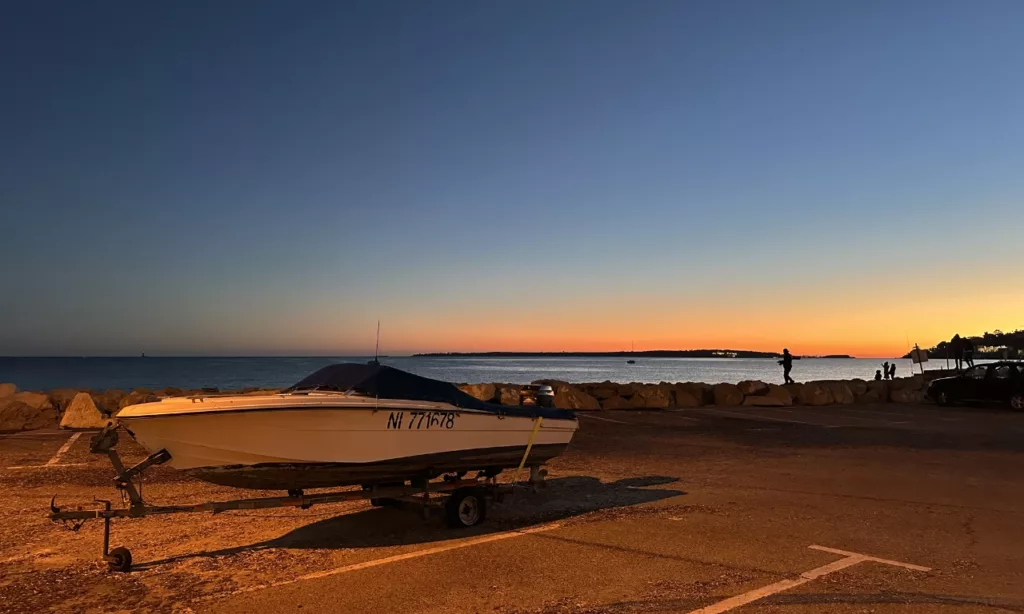 couché de soleil sur Golf Juan près d'Antibes