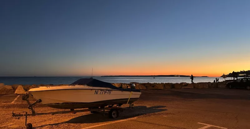 couché de soleil sur Golf Juan près d'Antibes