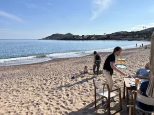 pause café, sortie moto Jazt.com, plage d'Agay